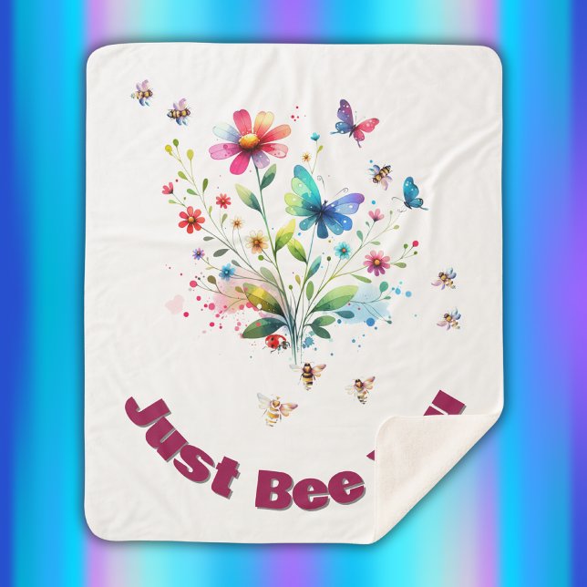 Cobertor Sherpa Monograma Simples Floral de Aquarela (Criador carregado)