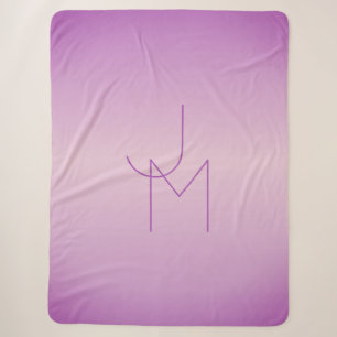 Cobertor Sherpa Monograma Sobreposto Único   Rosa Lavanda Suave