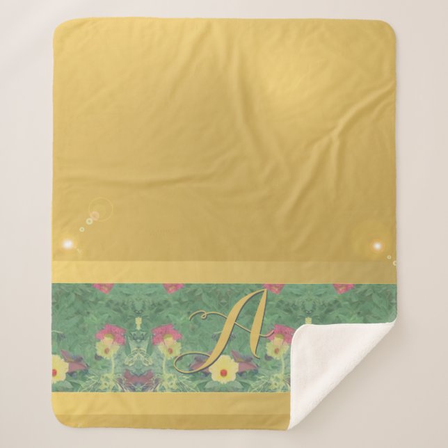 Cobertor Sherpa Monograma tipo latão Sherpa Blanket (Frente)