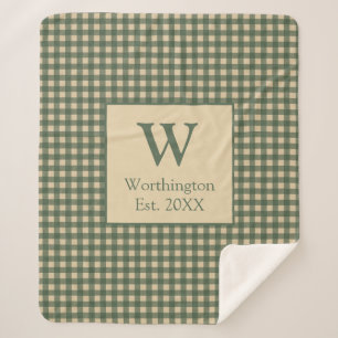 Cobertor Sherpa Monograma Verde Tan Beige Buffalo Xadrez País