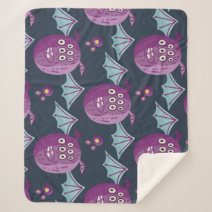 Cobertor Sherpa Monster Bats: Belo Vintage Cartoon