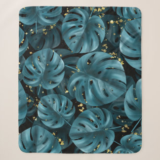 Cobertor Sherpa Monstera Palm, Ouro Sem Olhos.