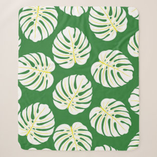 Cobertor Sherpa Monstera Sai, Vintage Verde Escuro.