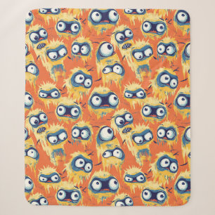 Cobertor Sherpa Monstro Amarelo Laranja do Halloween Fofo
