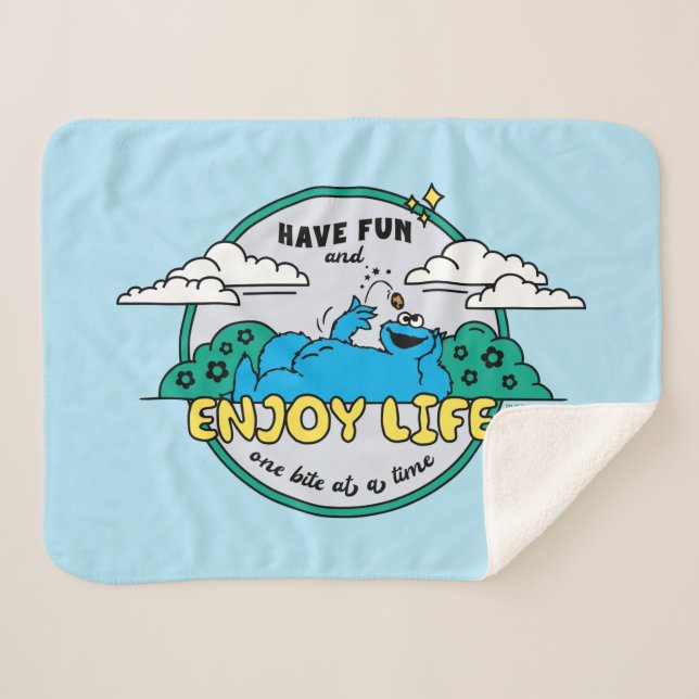 Cobertor Sherpa Monstro de cookies | Desfrute da vida uma mordida  (Frente (Horizontal))