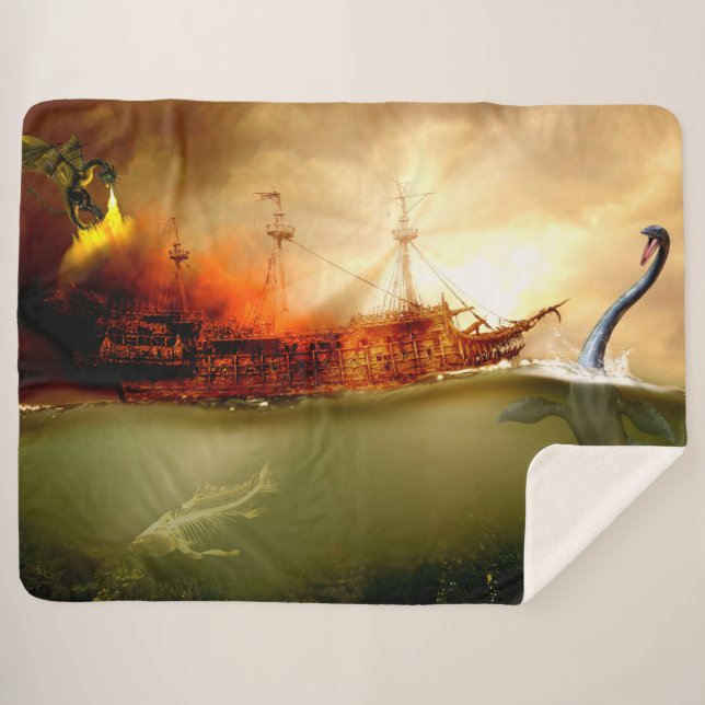 COBERTOR SHERPA MONSTROS MARÍTIMOS (Frente (Horizontal))