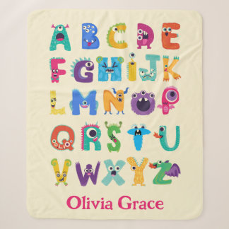 Cobertor Sherpa Monstros Personalizados de Alfabeto do Bobo ABC Mo