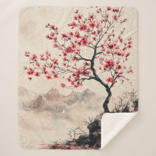 Cobertor Sherpa Montanha Serenidade Crimson Sakura (1)