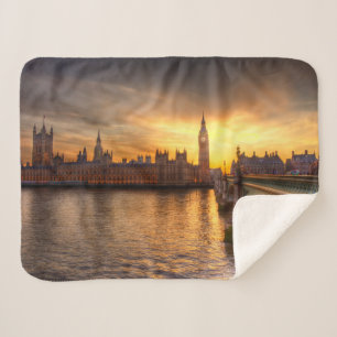 Cobertor Sherpa Monumentos Big Ben & Houses do Parlamento