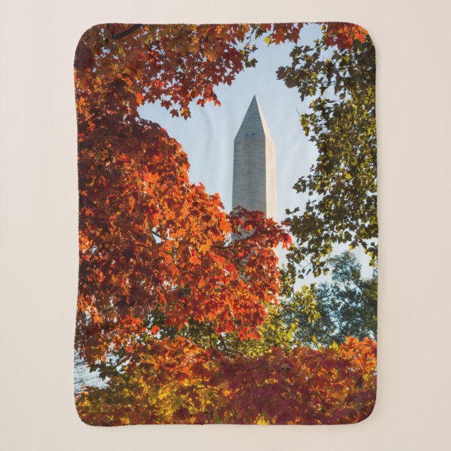 Cobertor Sherpa Monumentos | Monumento de Washington no outono (Frente)