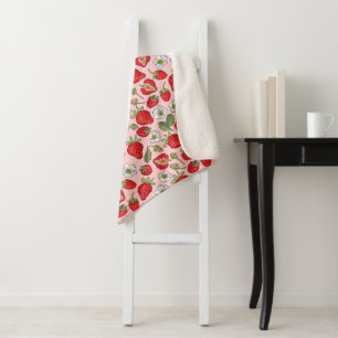 Cobertor Sherpa Morango Rosa Cotagecore Cozy
