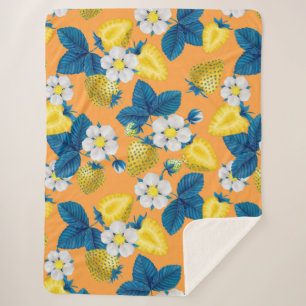 Cobertor Sherpa Morangos amarelos em laranja