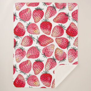 Cobertor Sherpa Morangos, cor da água e tinta