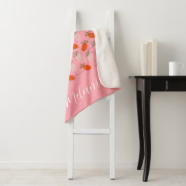 Cobertor Sherpa Morangos Rosa, Padrão Branco-Branco-Dólar