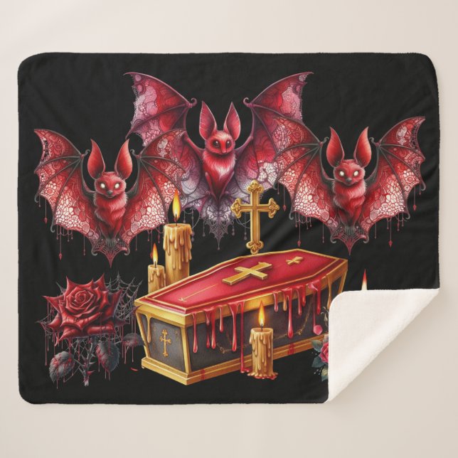 Cobertor Sherpa Morcegos Vampiros (Frente (Horizontal))