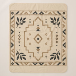 Cobertor Sherpa Moroccan Geometric Boho Beige Sherpa Blanket