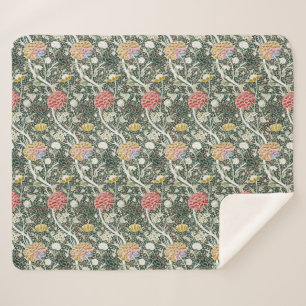 Cobertor Sherpa Morris Cray Vintage Blossom Floral Design Verde