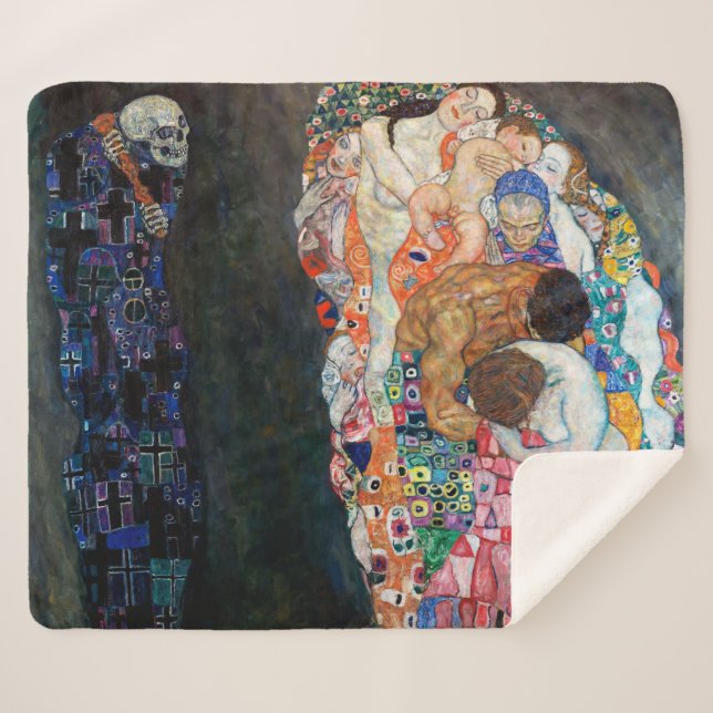 Cobertor Sherpa Morte e Vida | Gustav Klimt | (Frente (Horizontal))