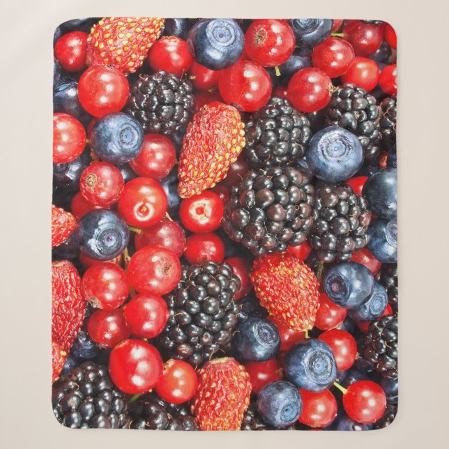 Cobertor Sherpa Mosaico de Fundo Fresco de Frutas Vermelhas (Frente)