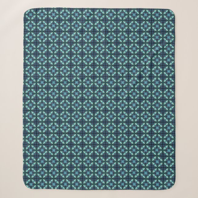 Cobertor Sherpa Mosaico de Lanterna Safira (Frente)
