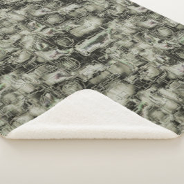 Cobertor Sherpa Mosaico esculpido por abstrato em tons de cinza