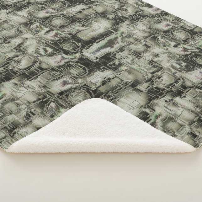 Cobertor Sherpa Mosaico esculpido por abstrato em tons de cinza (3/4)