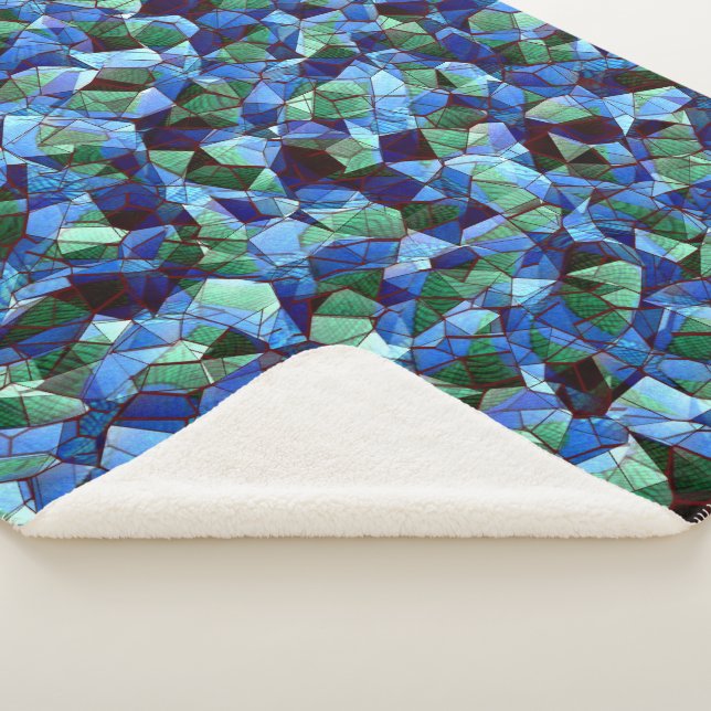 Cobertor Sherpa Mosaico irregular e desorganizado sobreposto azul (3/4)