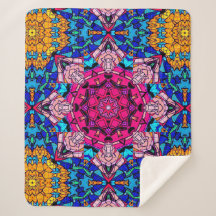 Mosaico Rosa Mandala Floral Psicélico Retro