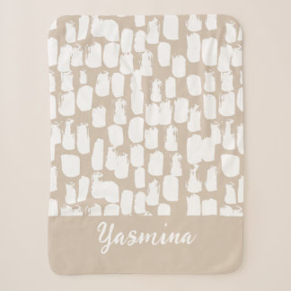Cobertor Sherpa Motif abstrait minimaliste beige et blanc