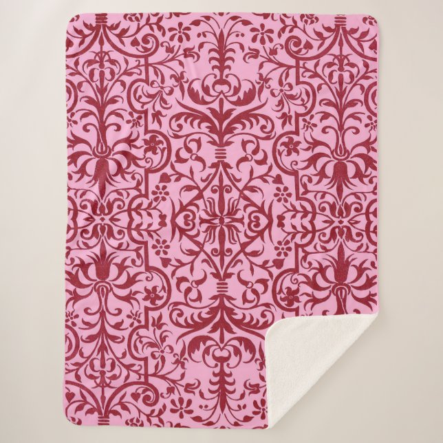 Cobertor Sherpa Motif vitoriano a rosa (Frente)