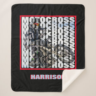 Cobertor Sherpa Motocross Sports Dirt Biker Personalizado