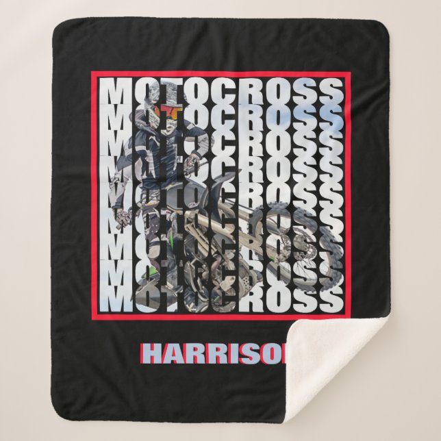 Cobertor Sherpa Motocross Sports Dirt Biker Personalizado (Frente)