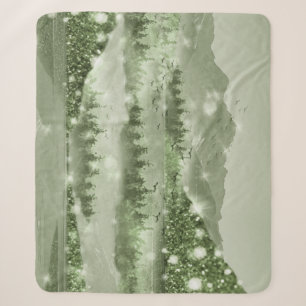 Cobertor Sherpa Mountain Forest Lake Landscape Mixed Media