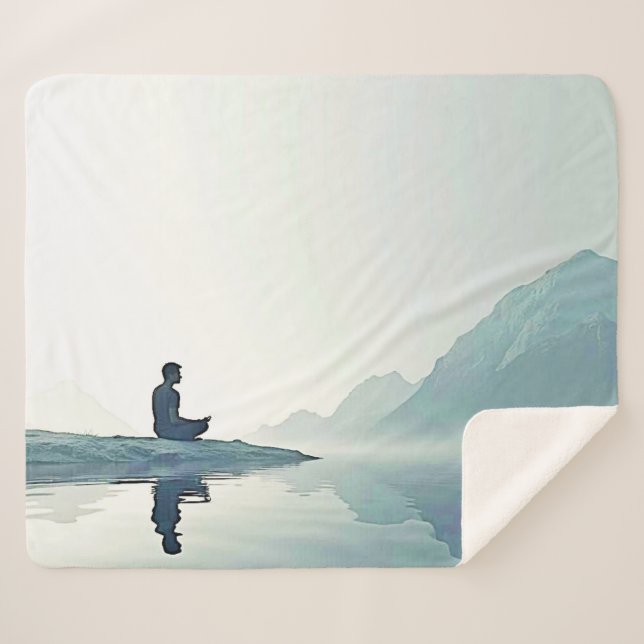 Cobertor Sherpa Mountain Zen Design de Meditação Pacífica (Frente (Horizontal))