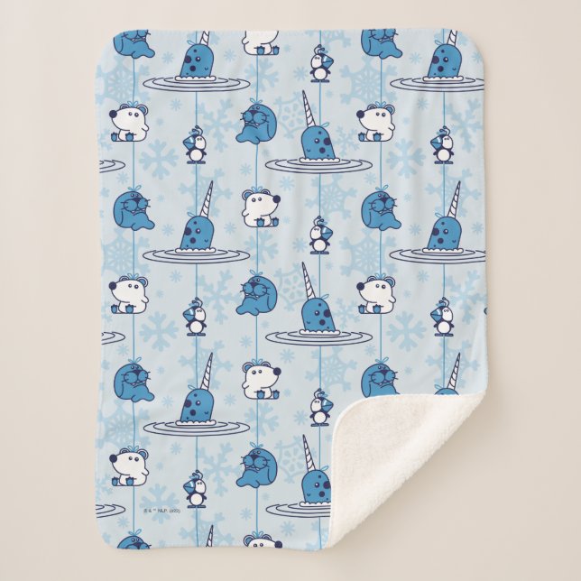 Cobertor Sherpa Mr. Narwhal Blue Snowflake Pattern (Frente)