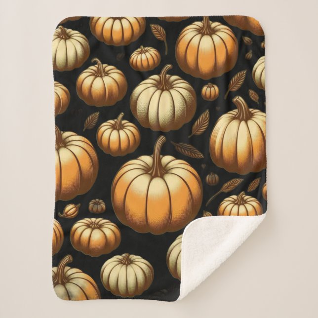 Cobertor Sherpa Muitos Pumpkins (Frente)