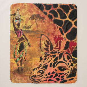 Cobertor Sherpa Mulher africana e Girafa Sherpa Blanket