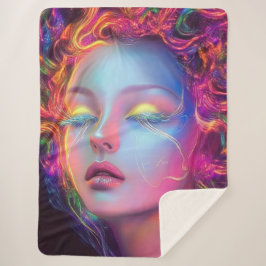Cobertor Sherpa Mulher alienígena com cabelo cósmico
