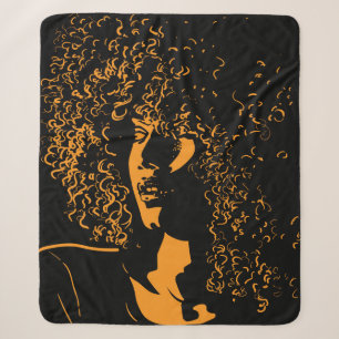 Cobertor Sherpa Mulher bonito africana com retrato afro ao estilo