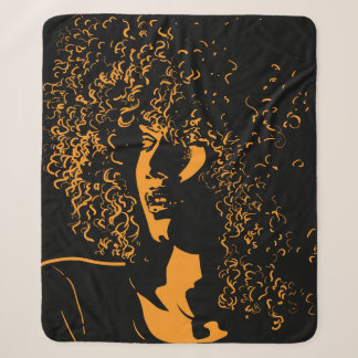 Cobertor Sherpa Mulher bonito africana com retrato afro ao estilo 