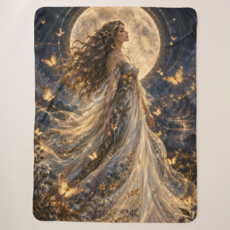 Cobertor Sherpa Mulher Celestial Borboletas Douradas Whimsigoth