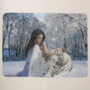 COBERTOR SHERPA MULHER COM TIGER BRANCO