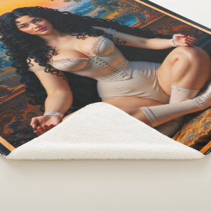 Cobertor Sherpa Mulher Elegante em Harmonia Meditativa por Xzendor