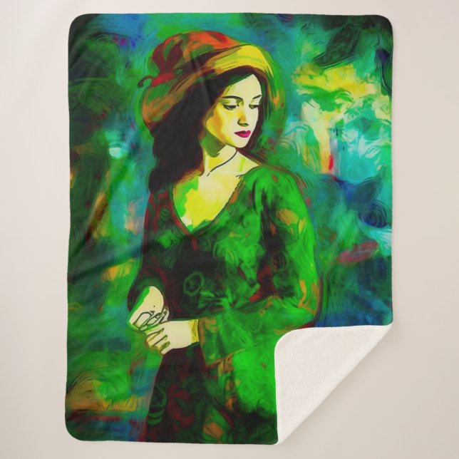 Cobertor Sherpa Mulher em Chapéu (Frente)