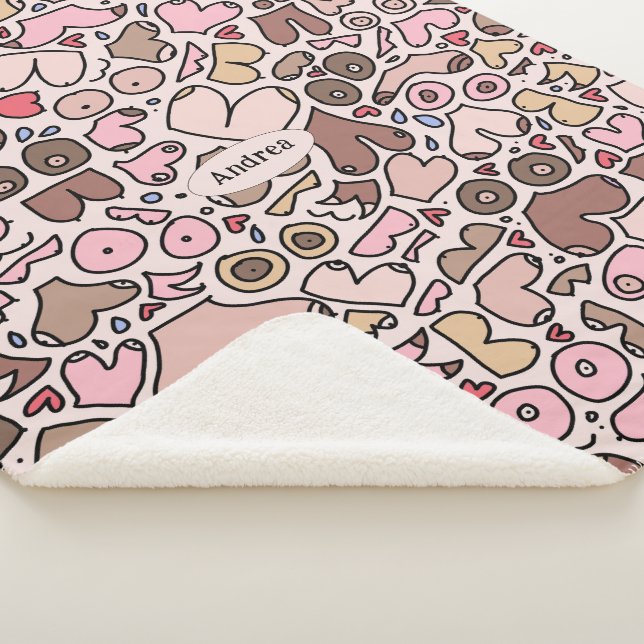 Cobertor Sherpa mulher neutra com padrão mamário (3/4)