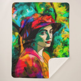 Cobertor Sherpa Mulher no Chapéu Vermelho