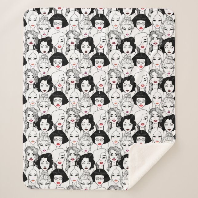 Cobertor Sherpa Mulheres com teste padrão do batom (Frente)