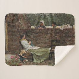 Cobertor Sherpa Mulheres conversando sobre o Muro do Jardim (Gossi