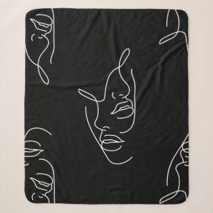Cobertor Sherpa mulheres negras encaram desenhos de linha