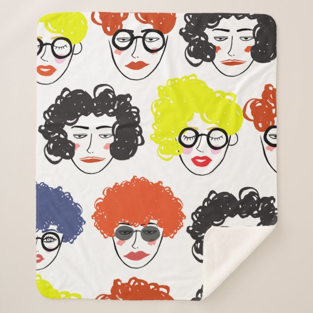 Cobertor Sherpa Multidão de povos engraçados, fundo sem descontinu (Frente)